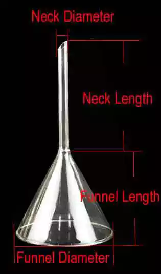 Glass Funnel Size Details