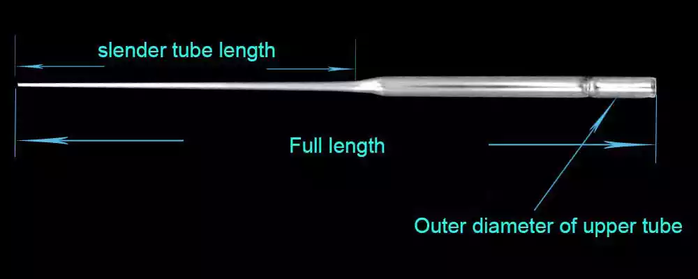 Glass pasteur pipette size details